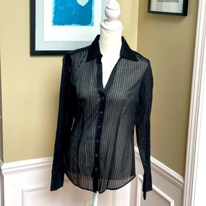 Express sheer black button-up blouse, size s